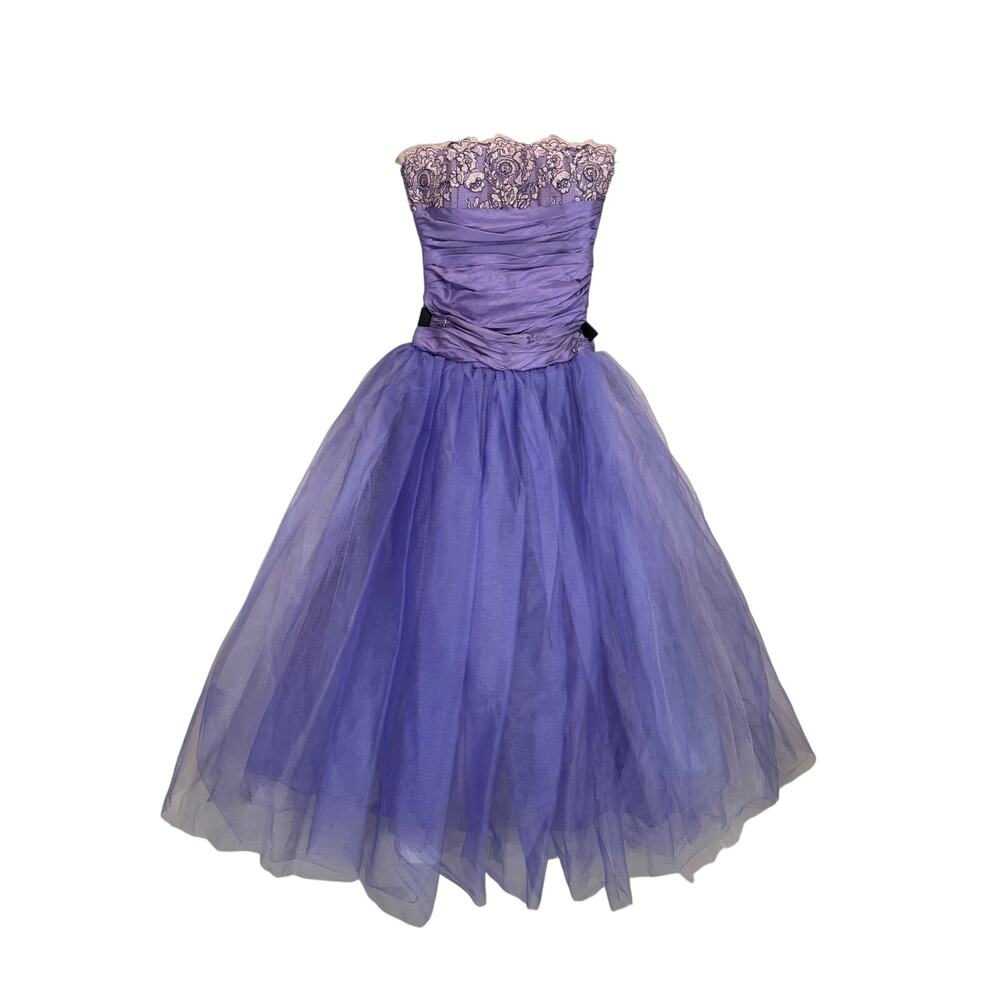 Charmaine Mischel Vintage Lavender 2-Piece Strapless Dress & Tulle Skirt‎ Set S